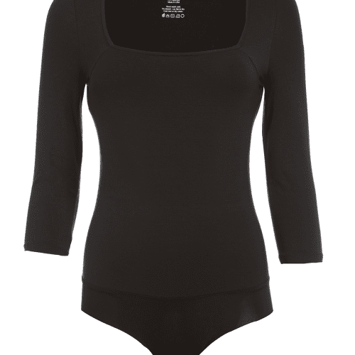 3 4 Bodysuit Black Front