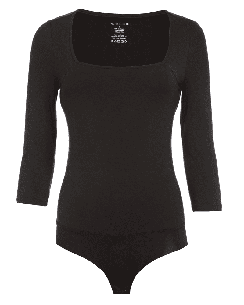 3 4 Bodysuit Black Front