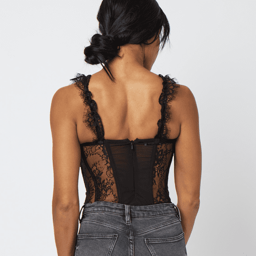 LaceBodysuit BlackBack Madison