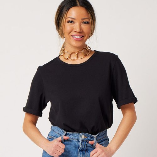 PerfectDD Black Rolled Sleeve Tshirt Lizzie4