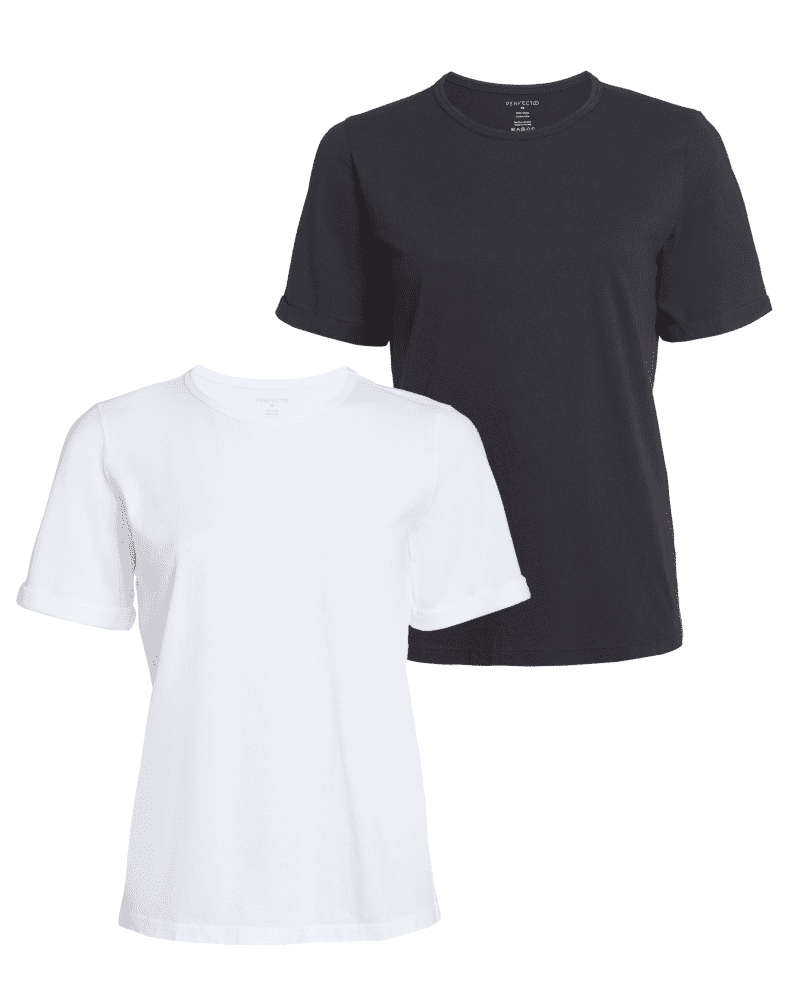 PerfectRolledSleeveTee2Bundle White Black